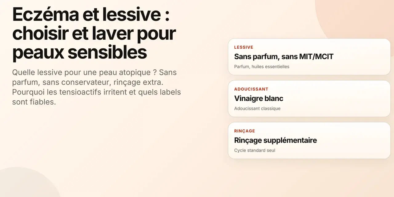 Conseils pour choisir une lessive adaptée à l'eczéma et aux peaux sensibles. Recommandations pour un lavage doux et efficace.
