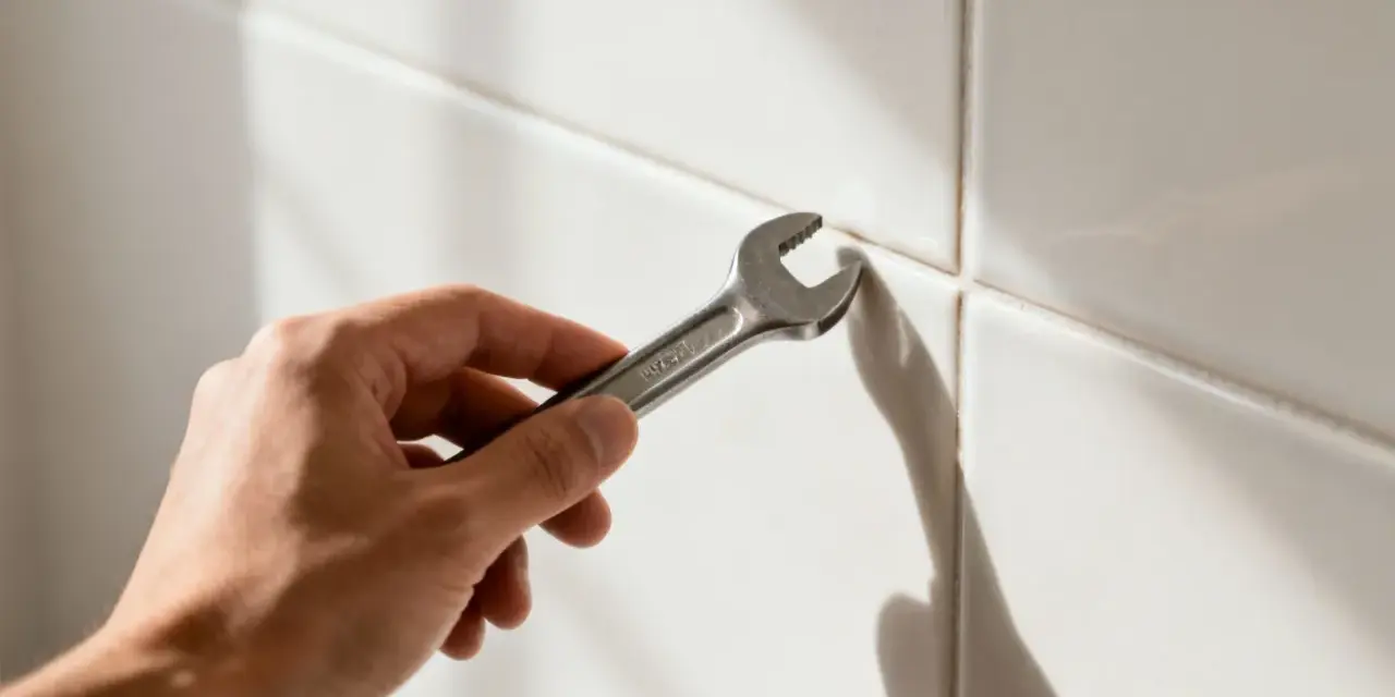 Main tenant, une clé à molette pour enlever du joint de carrelage sec.