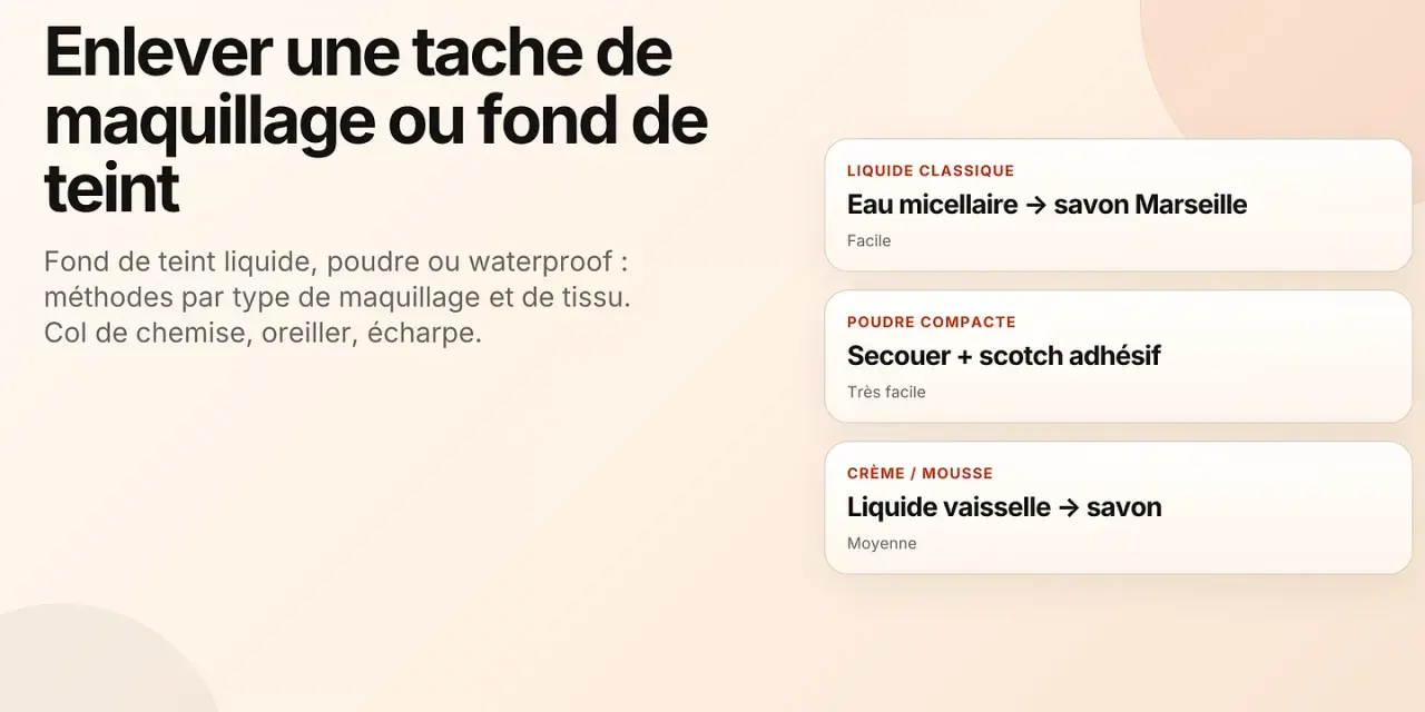 Comment enlever une tache de fond de teint : astuces pour maquillage liquide, poudre ou crème sur col, écharpe.