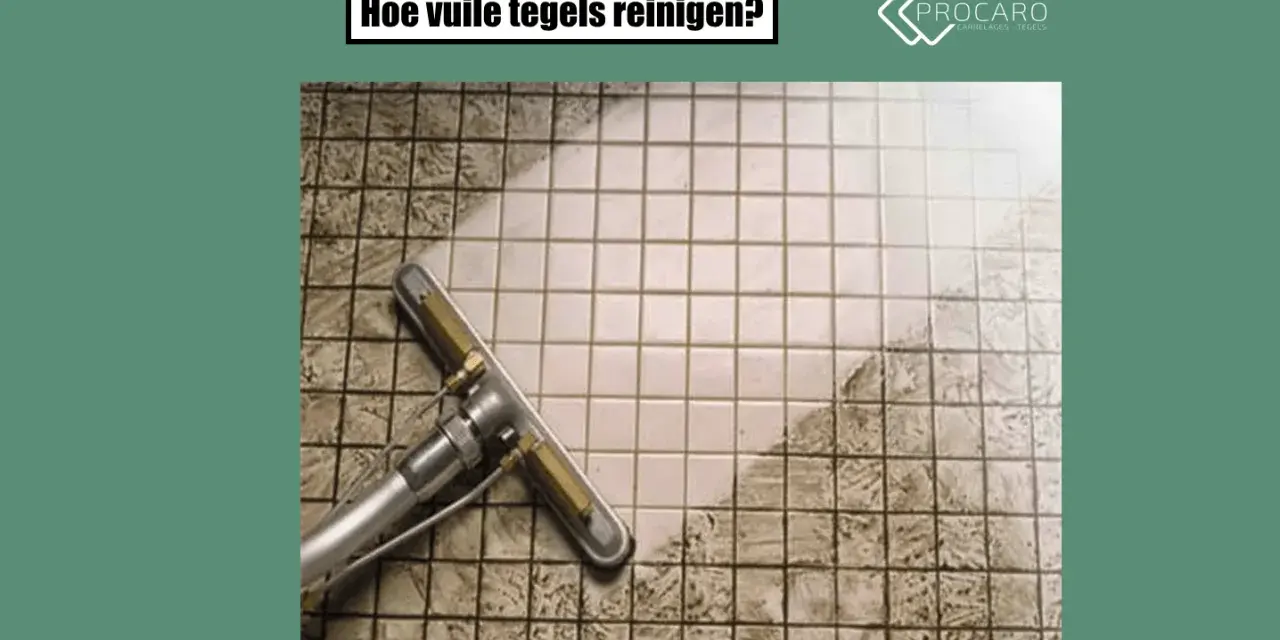 Nettoyer sol carrelage très sale avec un appareil de nettoyage. Le carrelage est visiblement encrassé par endroits.