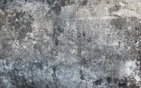Texture d'une vieille dalle de béton, marquée par le temps et le salpêtre.