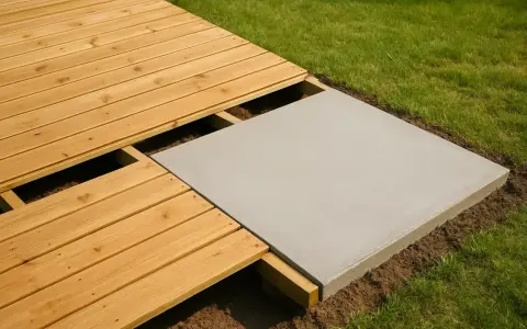 Une dalle béton est posée à côté d'une terrasse en bois. Peut-on couler une dalle béton sur une ancienne dalle ?