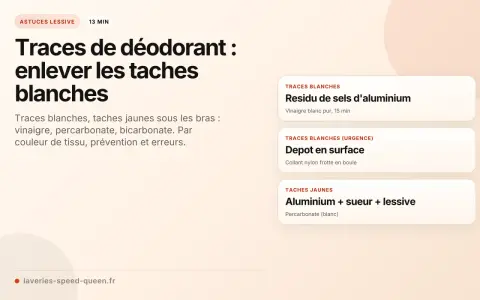 Astuces pour enlever les traces de déodorant, y compris le **détachant trace transpiration**. Solutions pour traces blanches et jaunes.