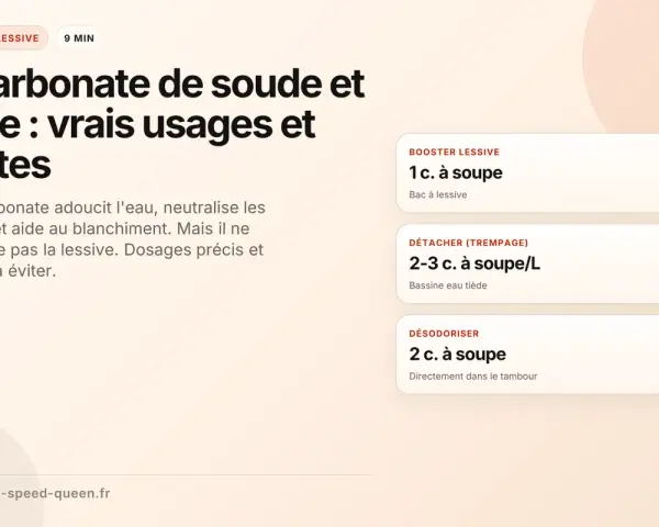 Le bicarbonate de soude pour le linge : astuces pour booster, détacher et désodoriser. Il adoucit l'eau et neutralise les odeurs.