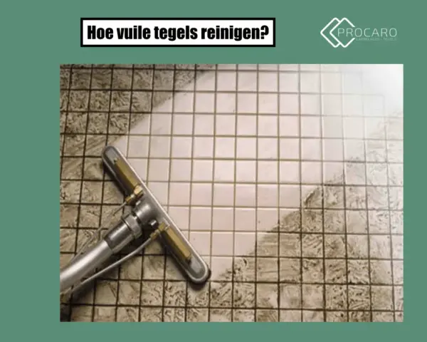 Nettoyer sol carrelage très sale avec un appareil de nettoyage. Le carrelage est visiblement encrassé par endroits.