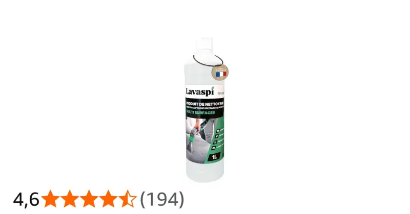 Produit de nettoyage Lavaspi pour shampouineuse, idéal pour savoir quoi mettre dans une shampouineuse. Nettoie toutes surfaces. 1L.